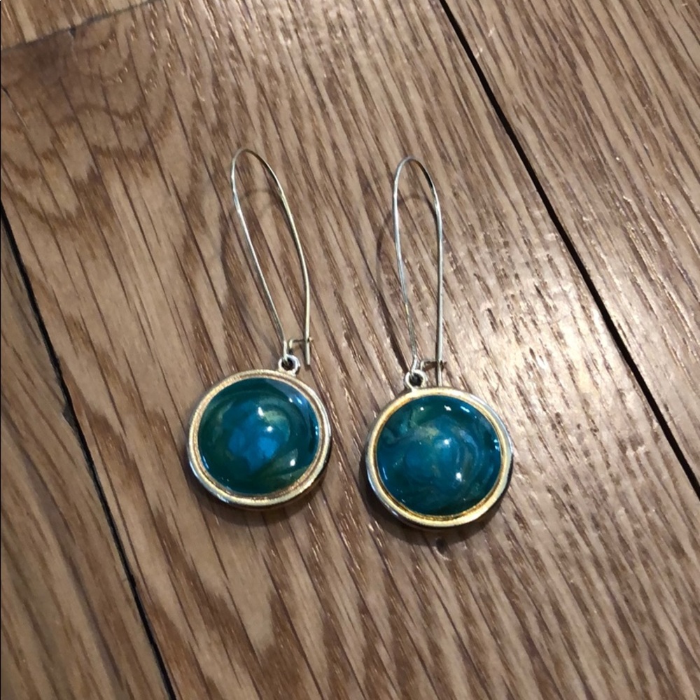 Kelly Green and Gold Dangle Earrings